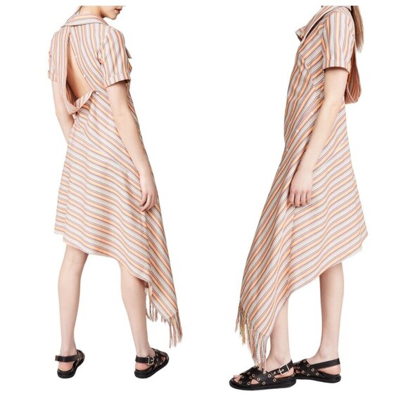 Monse Stripe Deconstructed Dress, Cotton Blend, Size 2, New with tag - Picture 2 of 16